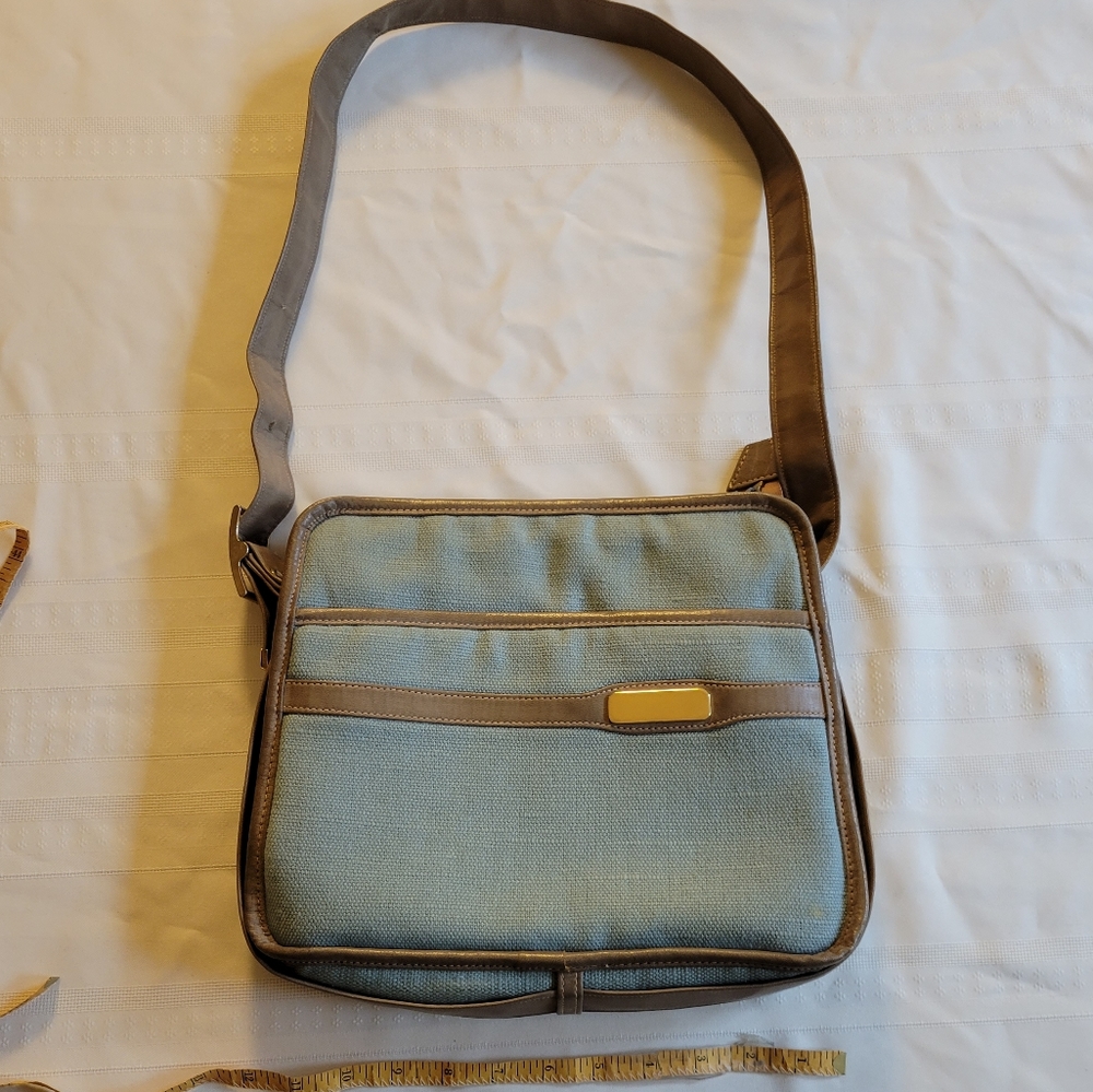 Vintage Mary Ann Rosenfeld Women's Blue and Brown Handbag Purse - Picture 2 of 14